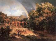 Karoly Marko the Elder Italian Landscape with Viaduct and Rainbow oil painting